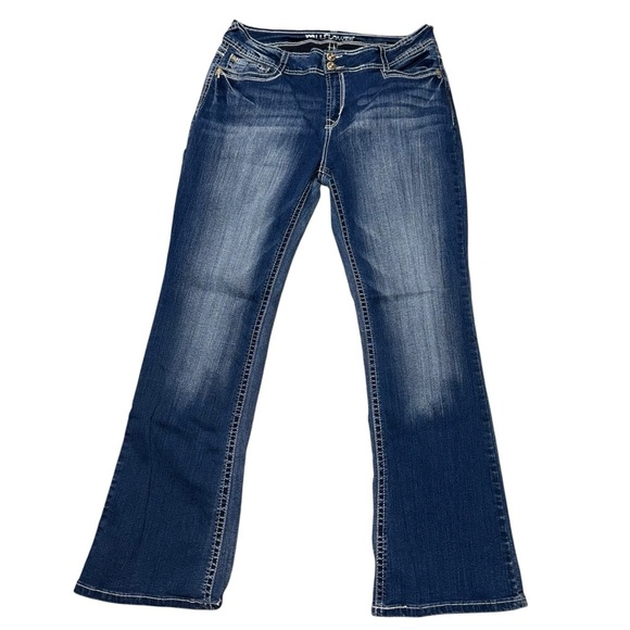 Wallflower Women’s Denim Jeans SZ 15 Reg Dark Blue Wash Medium Rise Bootcut - Picture 2 of 9